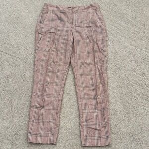 Zara Women's Plaid Lightweight Pants - Pink and Black